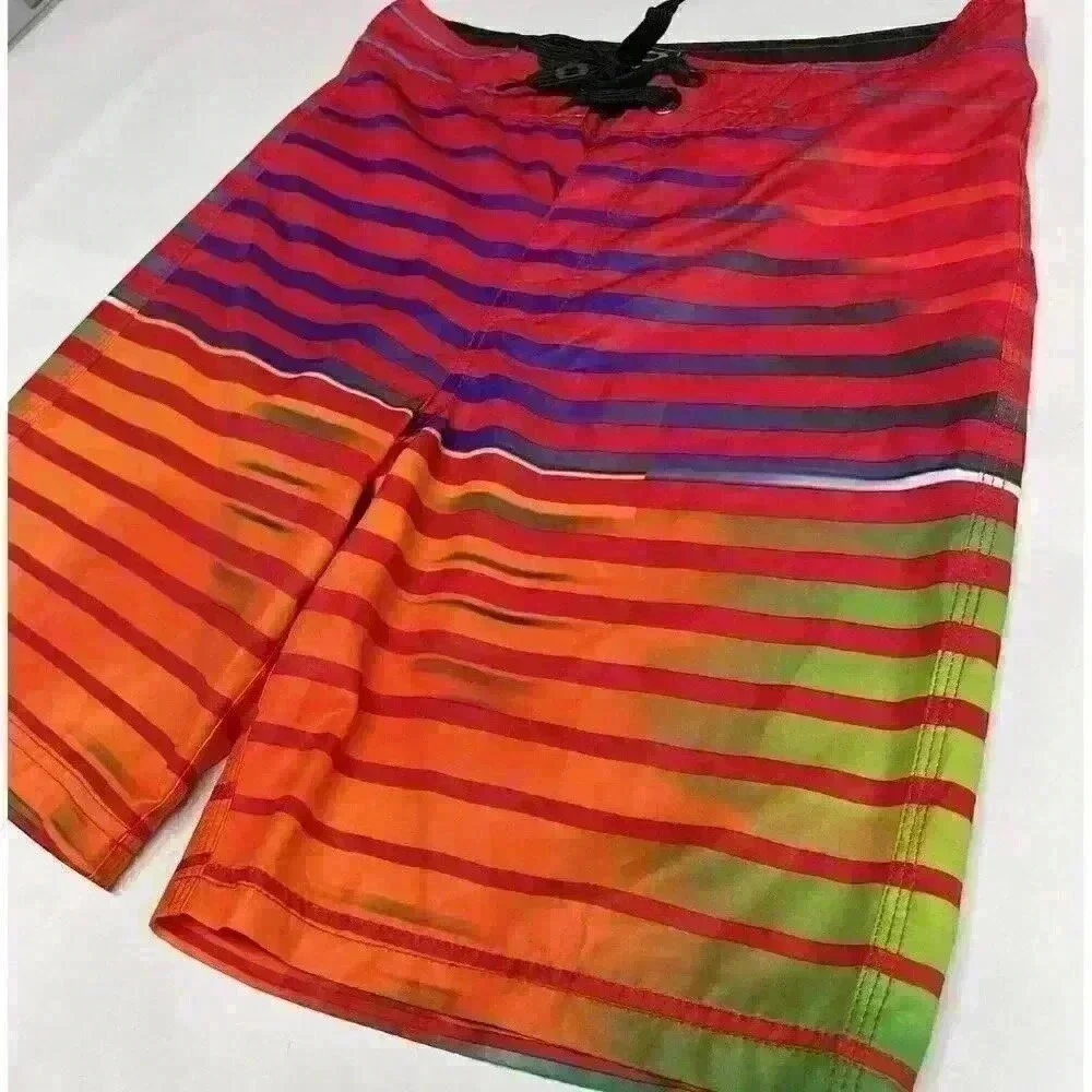 Oakley Board Shorts Men Size 32 Rainbow Stripe Performance Swim Trunks EUC‎
